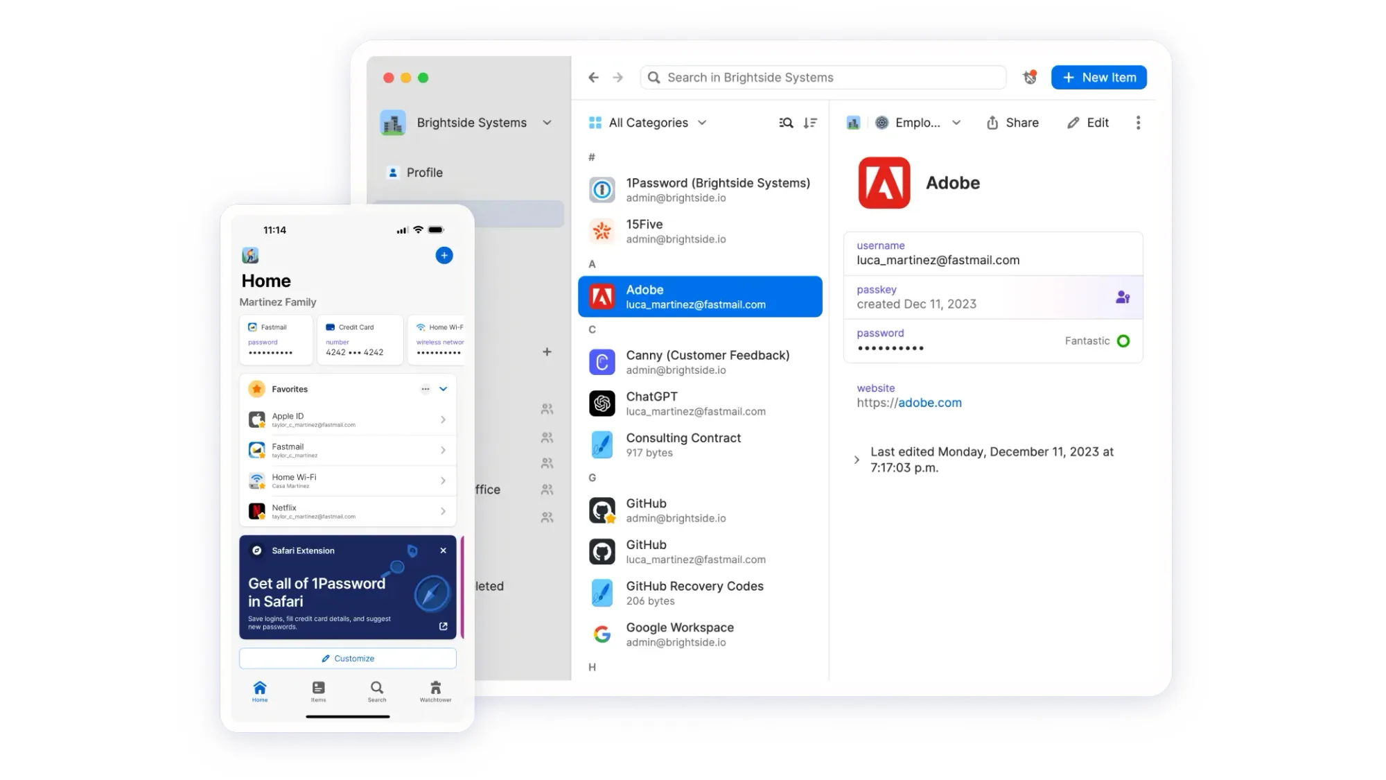 1Password: Password manager that autofills logins, cards and passkeys in your browser and Mac apps (2 of 5)