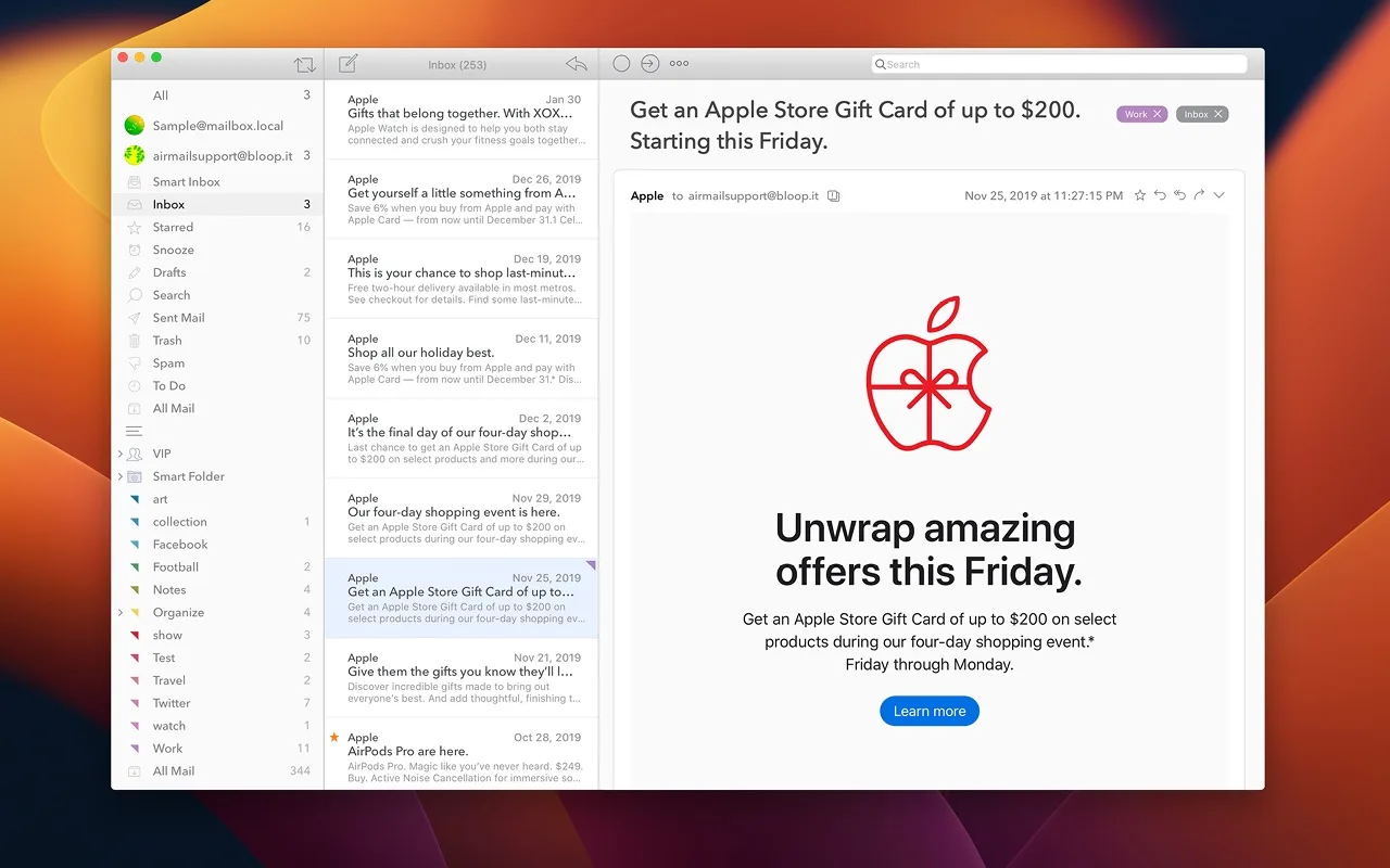 Airmail: Customizable email client with smart and unified inboxes, snooze, send later and custom actions (3 of 7)