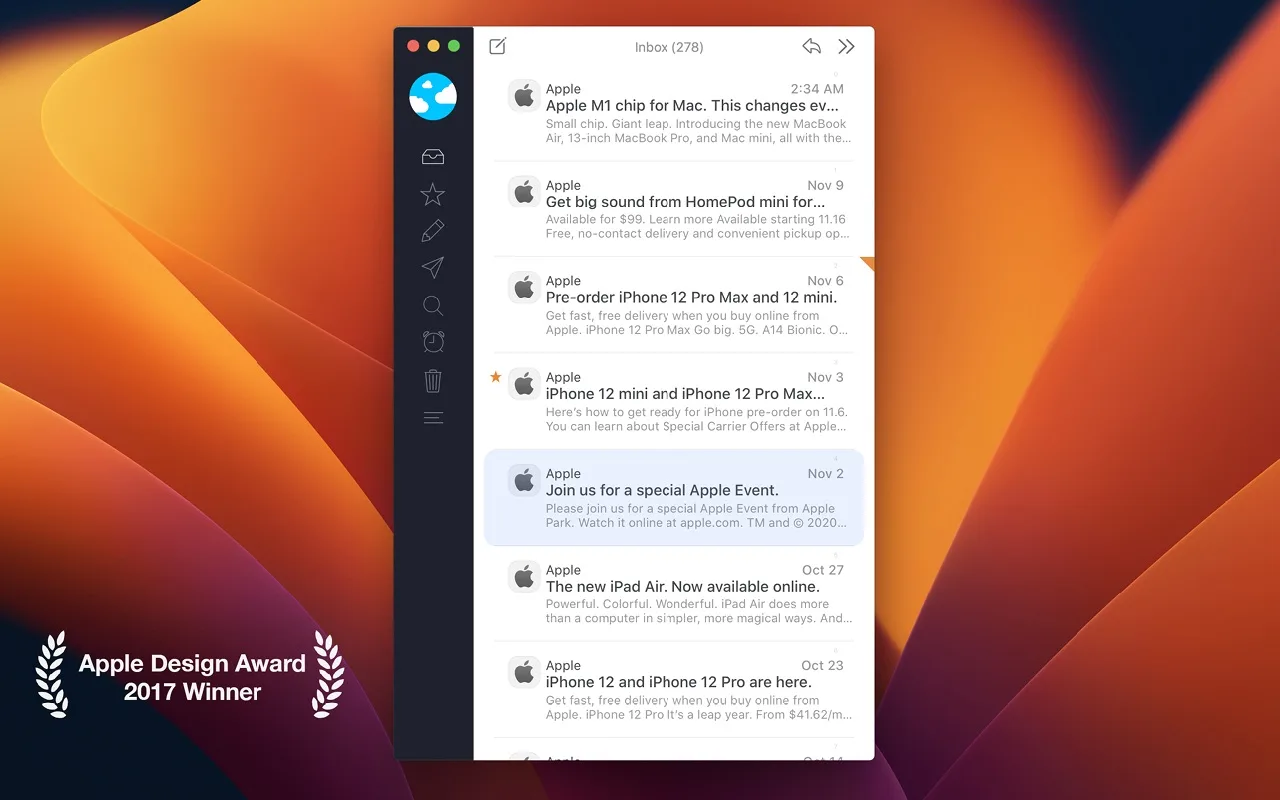 Airmail: Customizable email client with smart and unified inboxes, snooze, send later and custom actions (2 of 7)