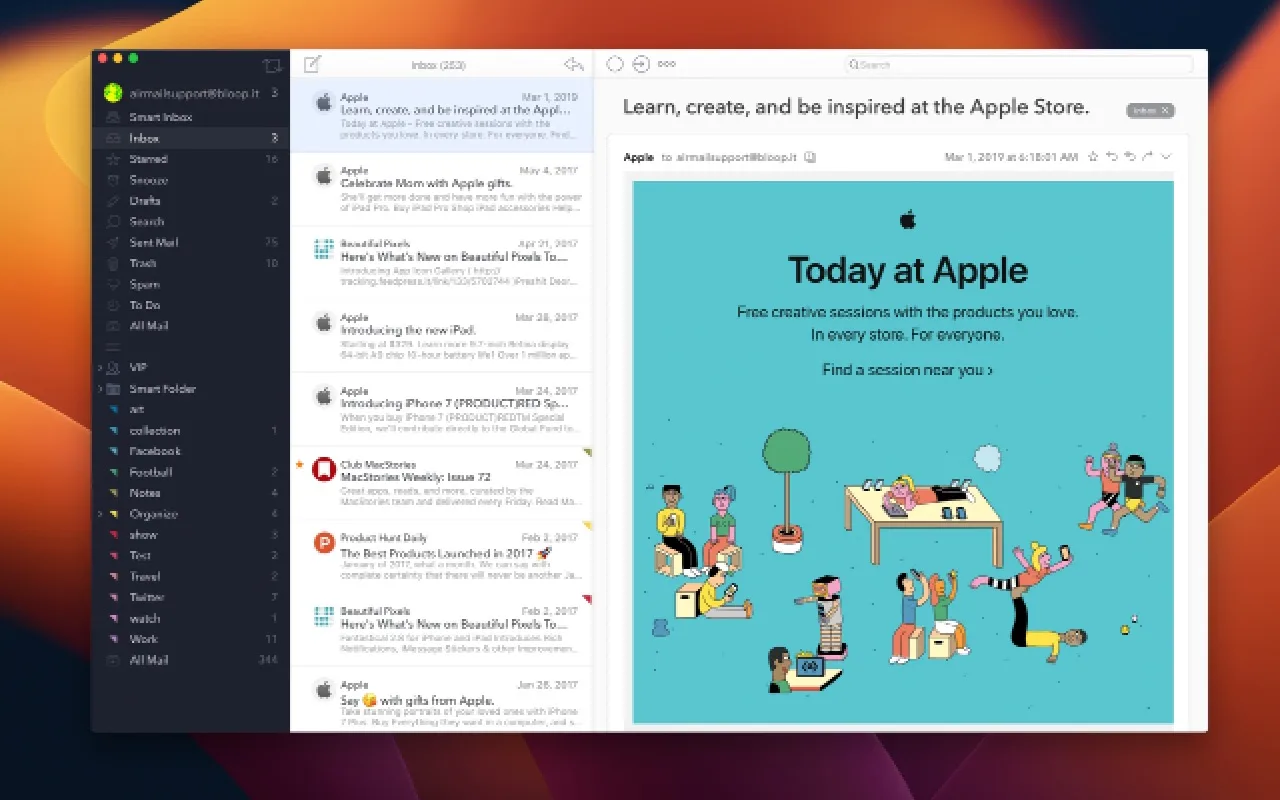Airmail: Customizable email client with smart and unified inboxes, snooze, send later and custom actions