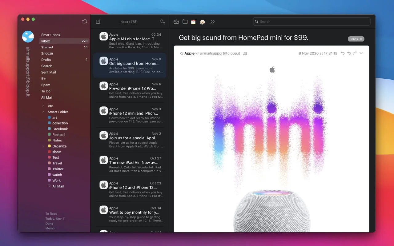 Airmail: Customizable email client with smart and unified inboxes, snooze, send later and custom actions (5 of 7)