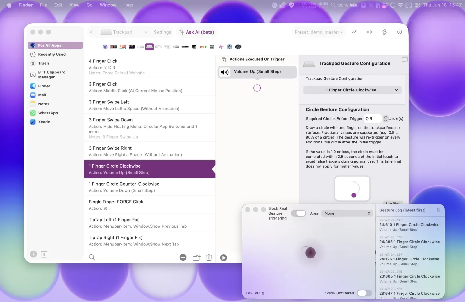 BetterTouchTool: Customize trackpad gestures, mouse buttons, shortcuts, the menu bar and Stream Deck, then chain actions (2 of 7)
