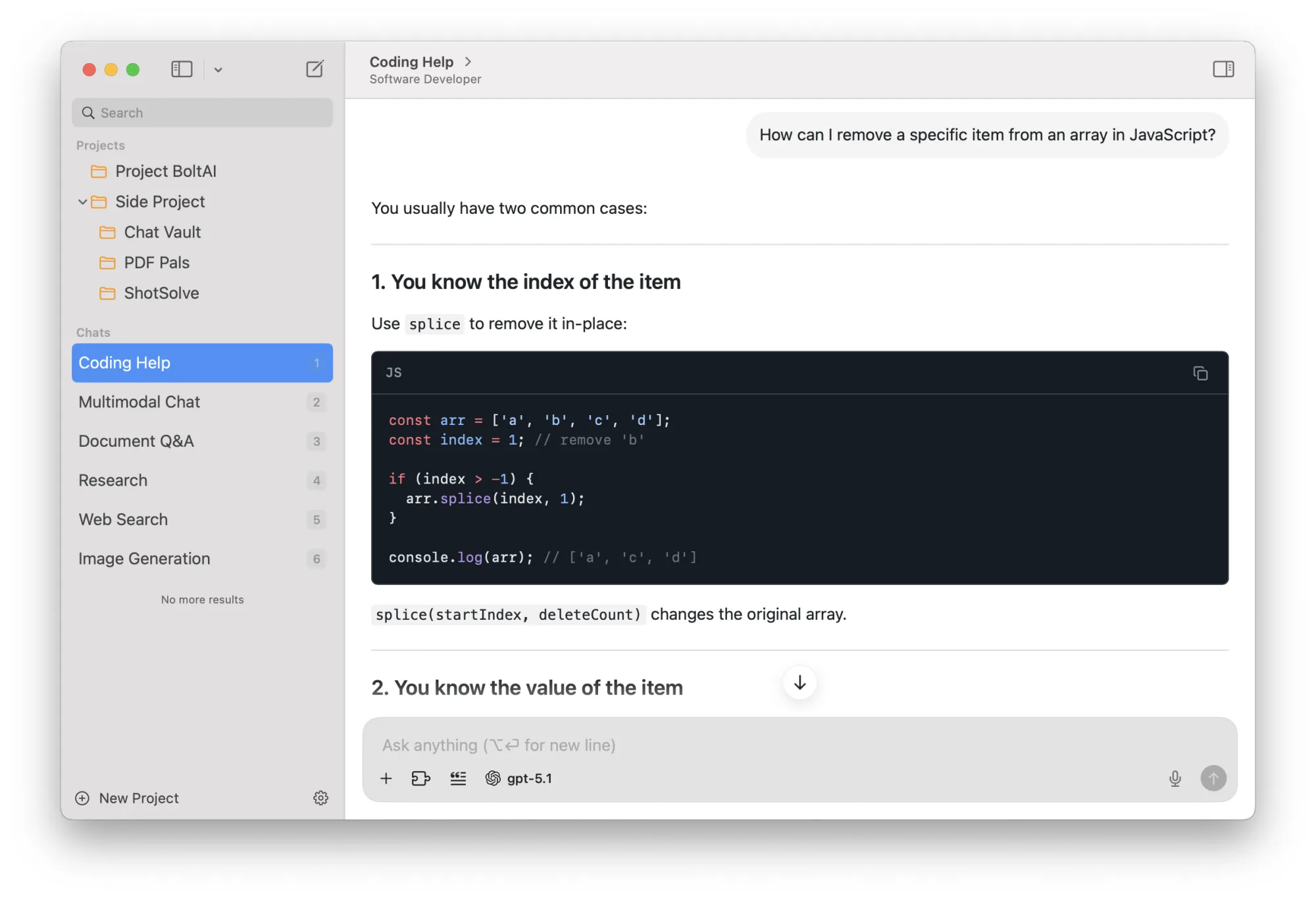 BoltAI: Native Mac AI chat workspace for 300+ cloud and local models, with agents and MCP tools (5 of 7)