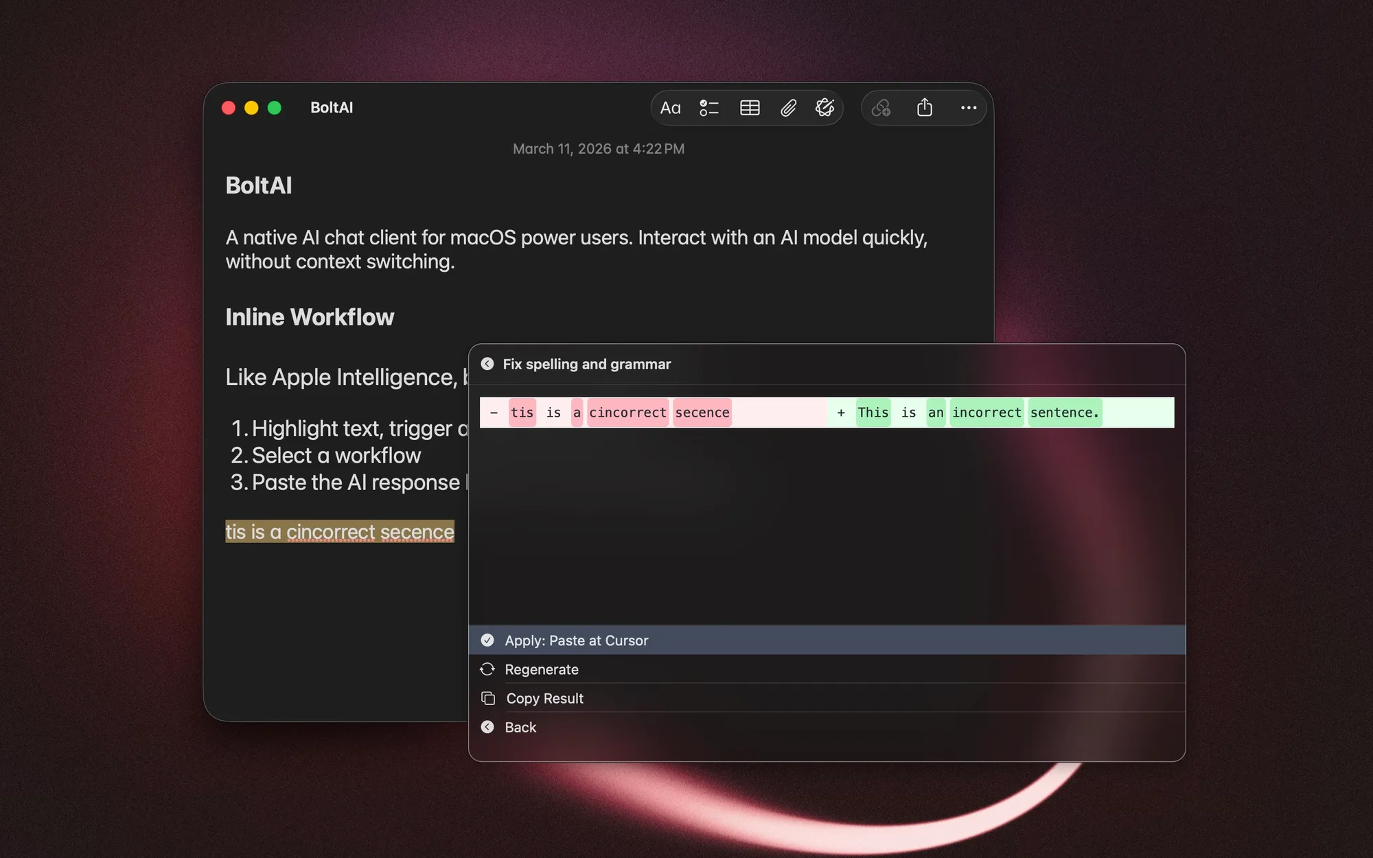 BoltAI: Native Mac AI chat workspace for 300+ cloud and local models, with agents and MCP tools (4 of 7)