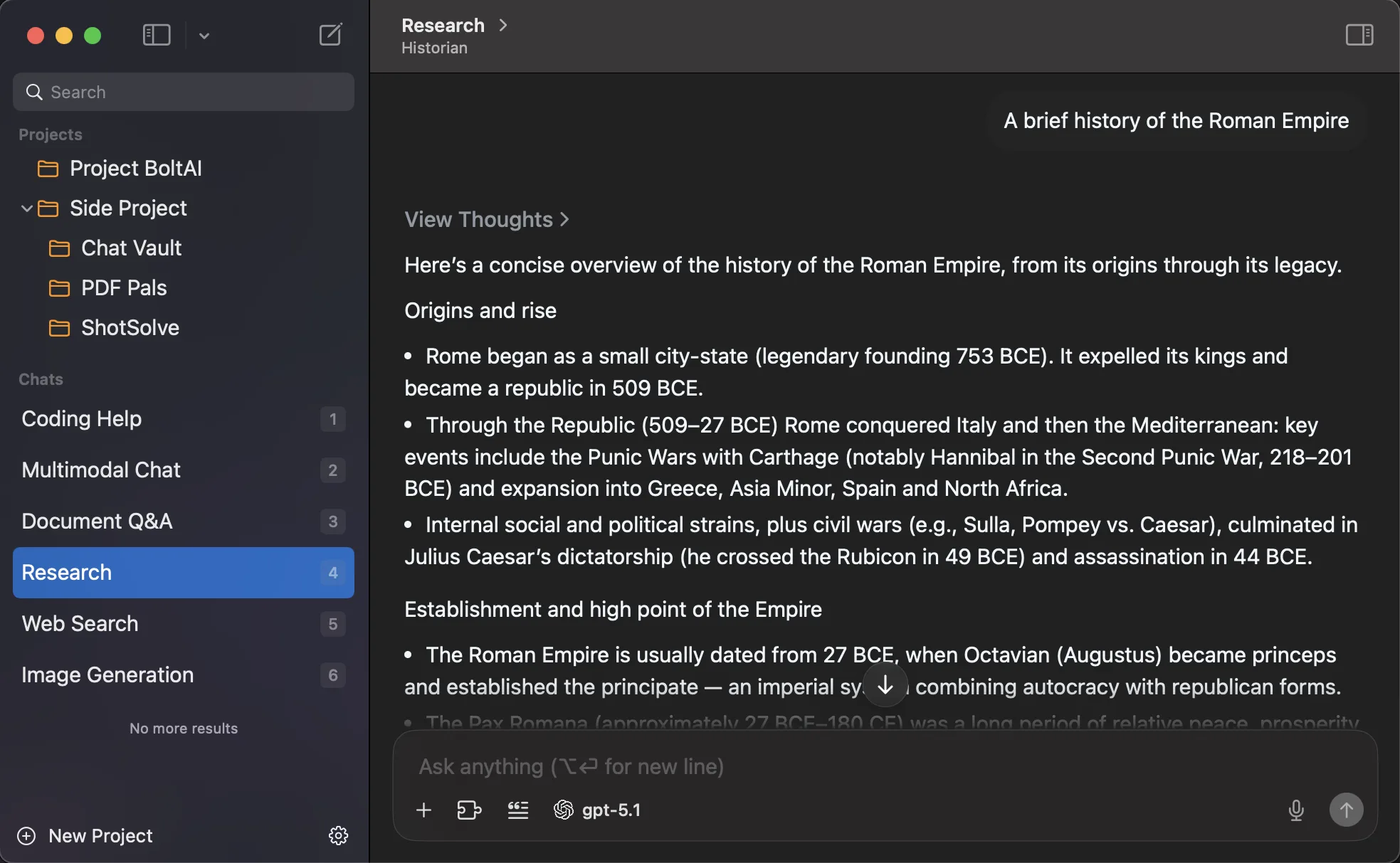 BoltAI: Native Mac AI chat workspace for 300+ cloud and local models, with agents and MCP tools (7 of 7)