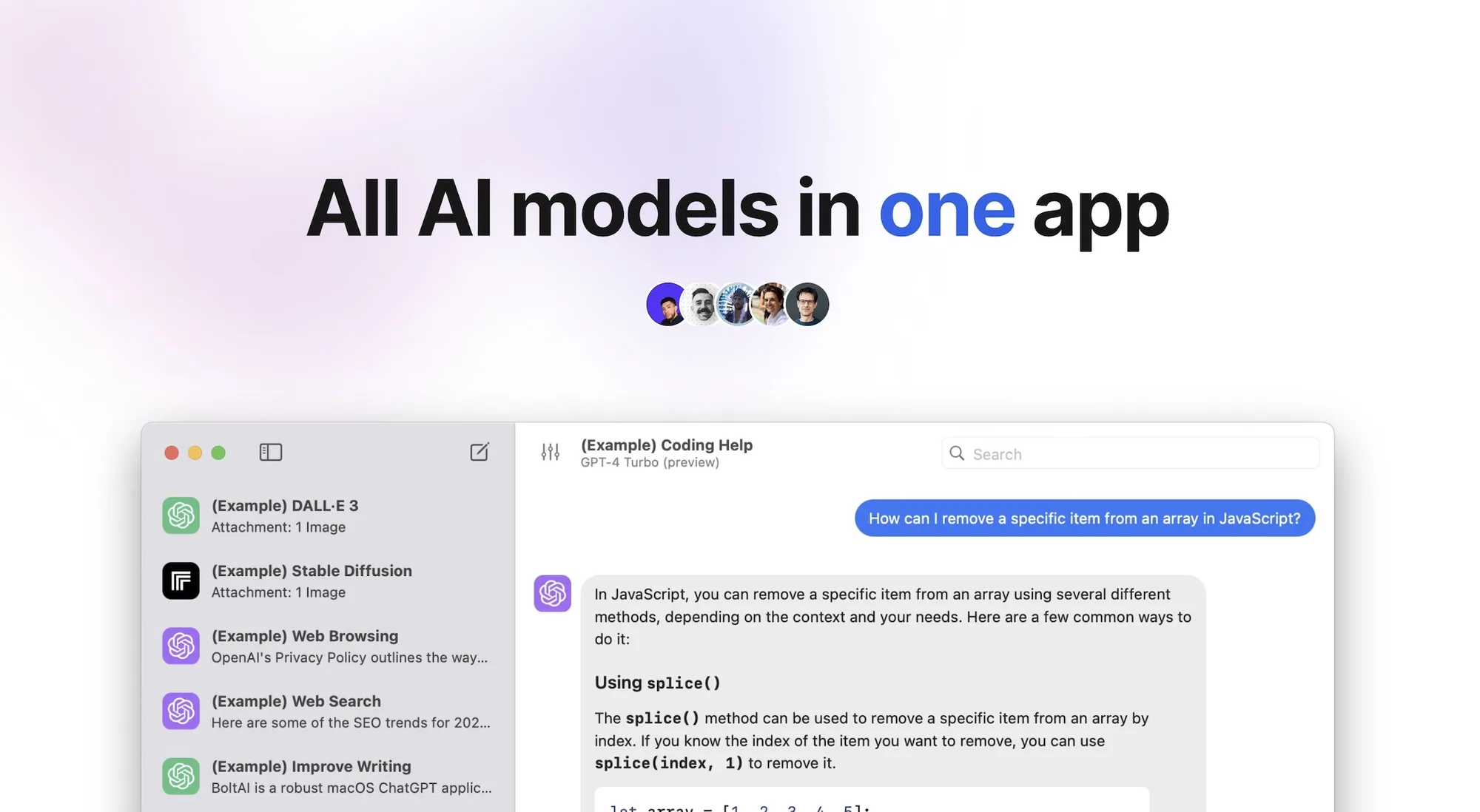 BoltAI: Native Mac AI chat workspace for 300+ cloud and local models, with agents and MCP tools