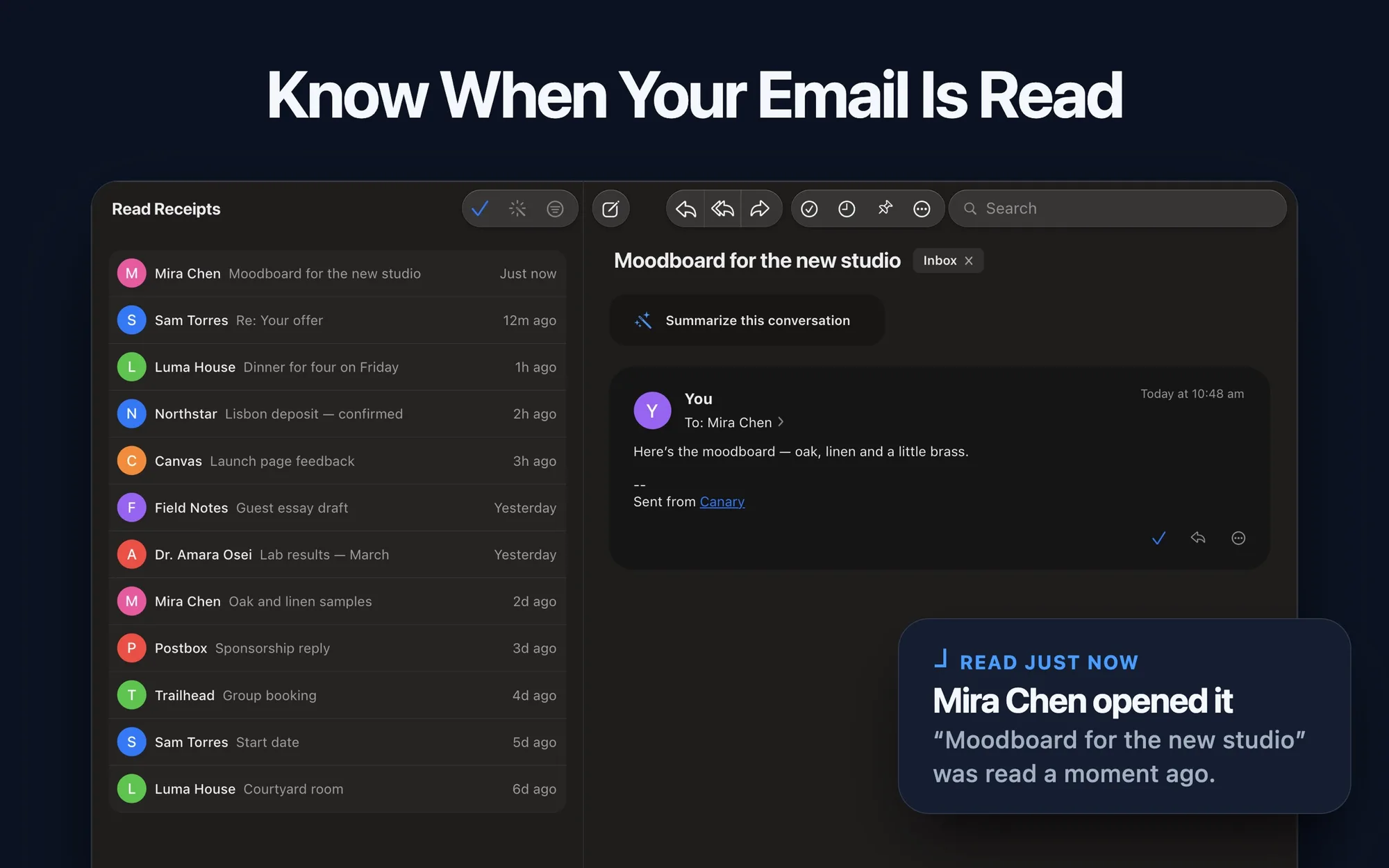 Canary Mail: Email client for multiple accounts with an AI writing assistant, read receipts and PGP encryption (6 of 8)