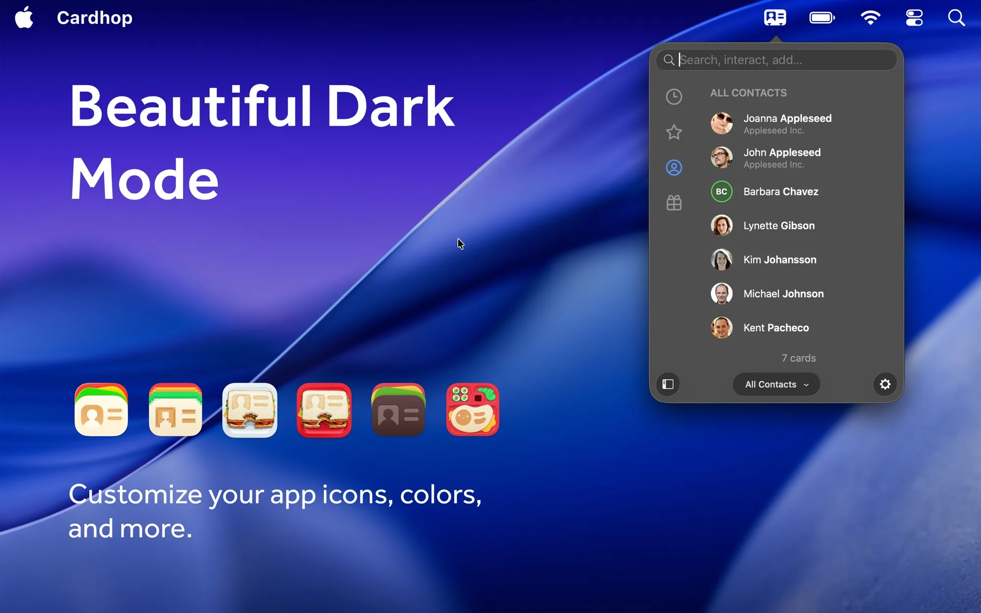 Cardhop: Contacts manager you control by typing simple sentences, right from the menu bar (6 of 7)
