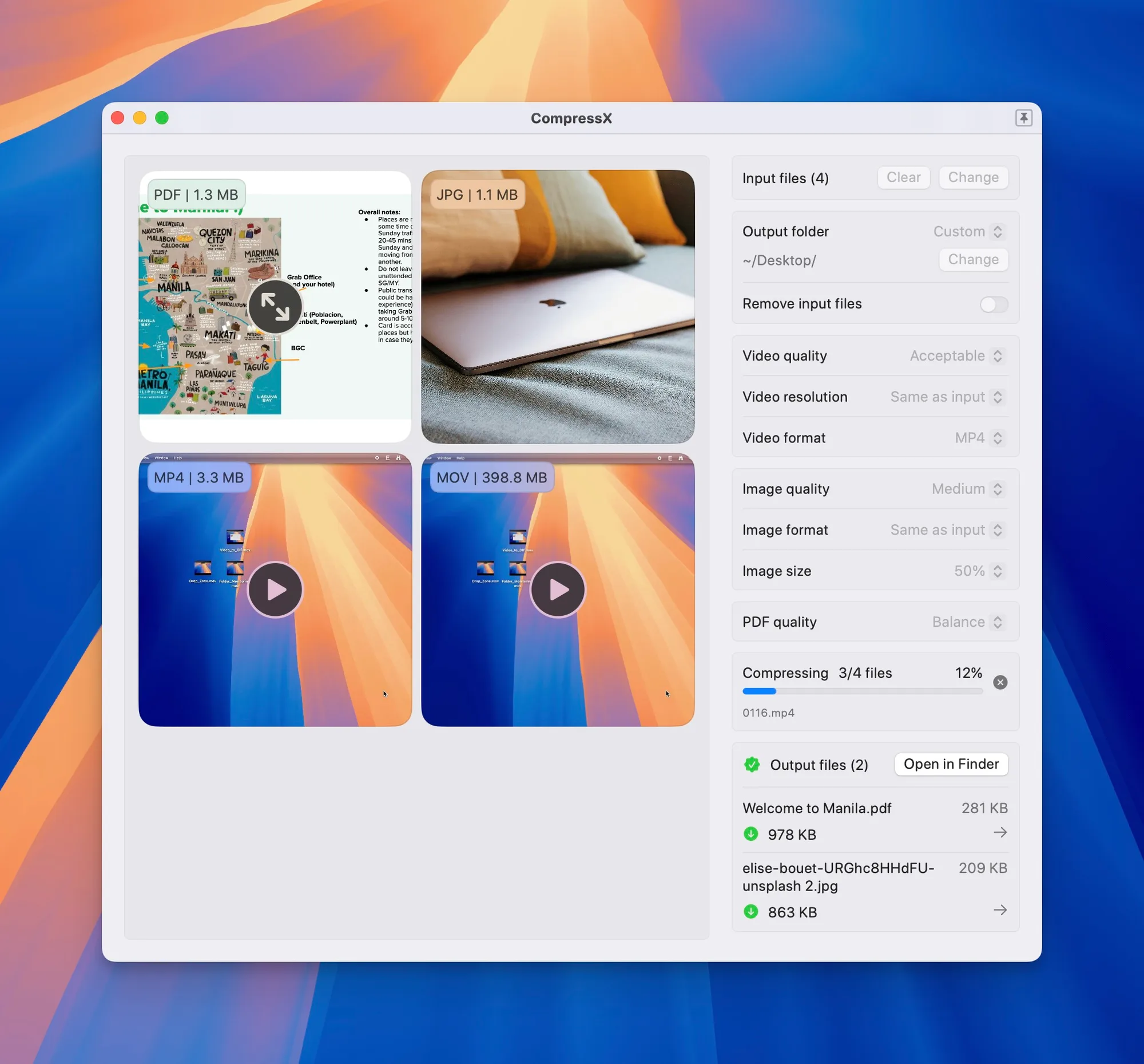 Compresto: Batch compression for videos, images, GIFs and PDFs that runs offline on your Mac (4 of 4)