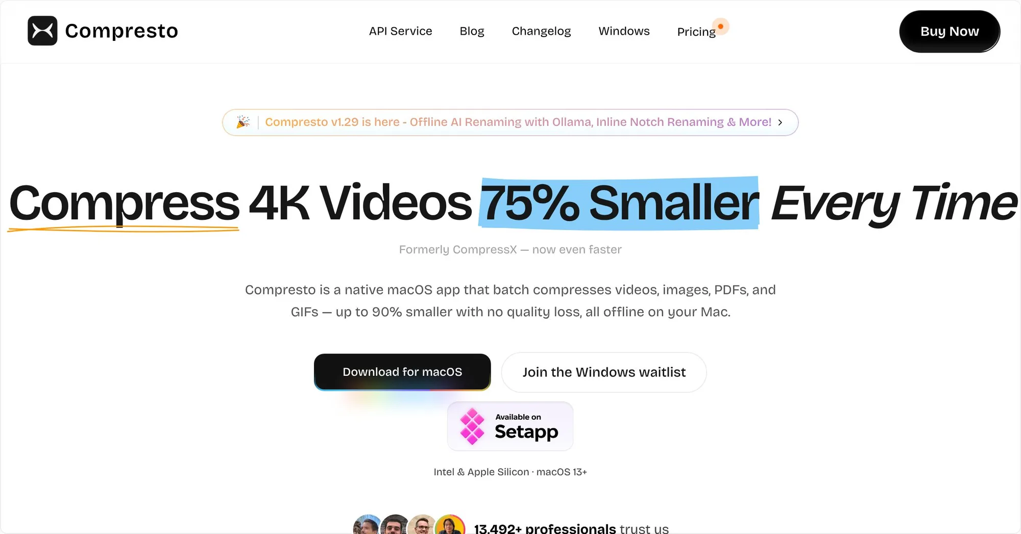 Compresto: Batch compression for videos, images, GIFs and PDFs that runs offline on your Mac