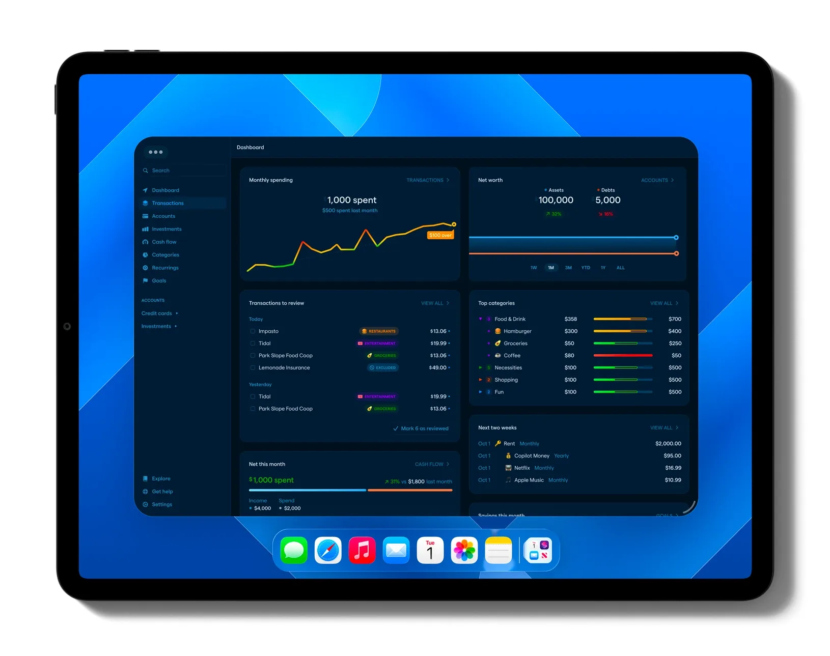 Copilot Money: Personal finance app that auto-categorizes spending and tracks budgets, investments and net worth (3 of 5)