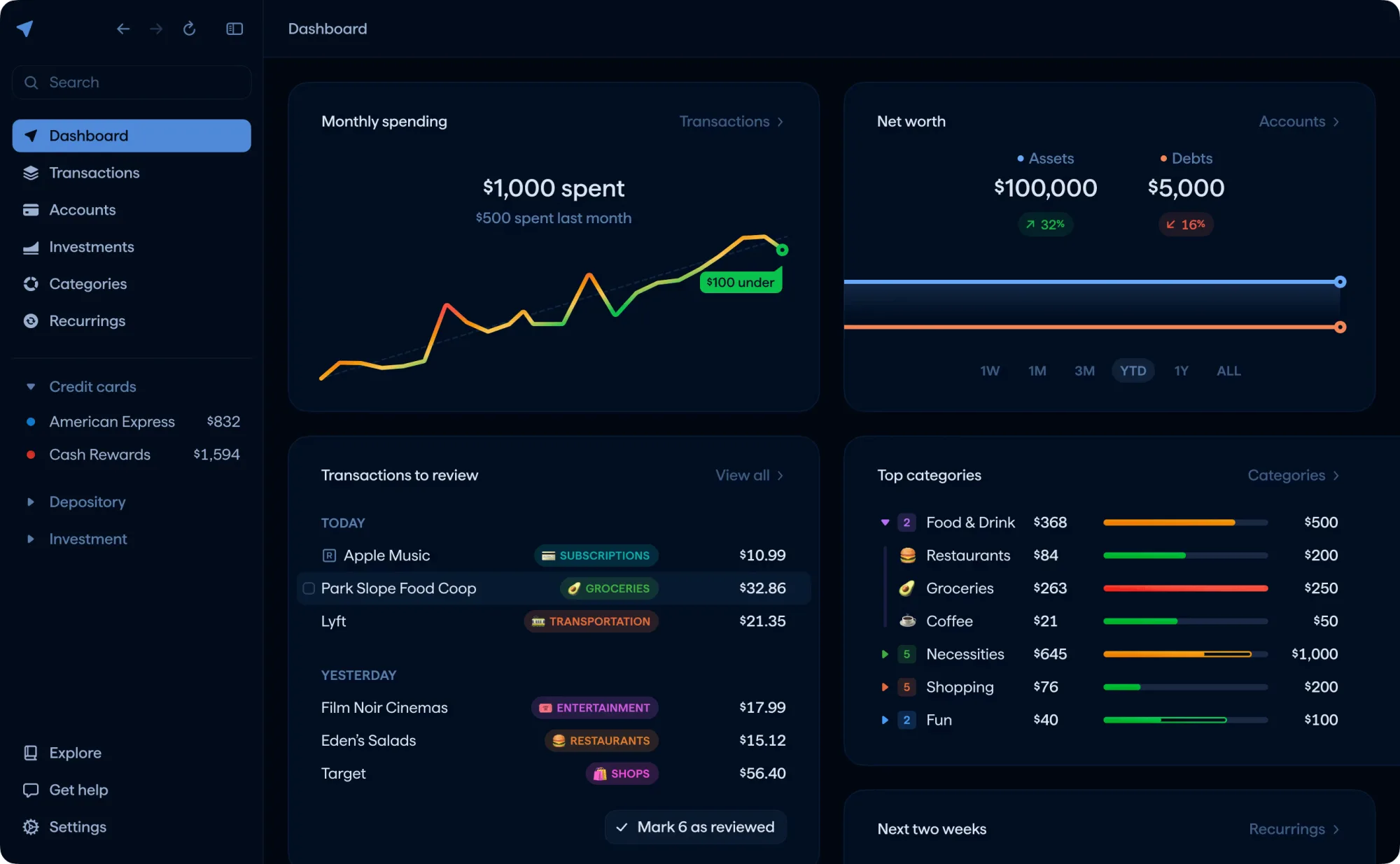 Copilot Money: Personal finance app that auto-categorizes spending and tracks budgets, investments and net worth
