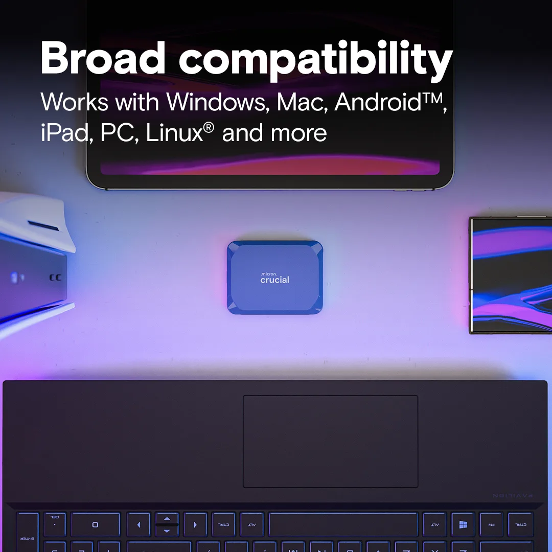 Crucial X10 Portable SSD: Portable SSD from Crucial in capacities from 1TB to 8TB, in blue or black (4 of 6)