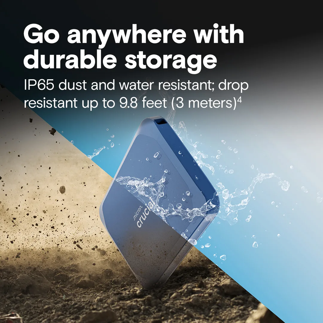 Crucial X10 Portable SSD: Portable SSD from Crucial in capacities from 1TB to 8TB, in blue or black (3 of 6)