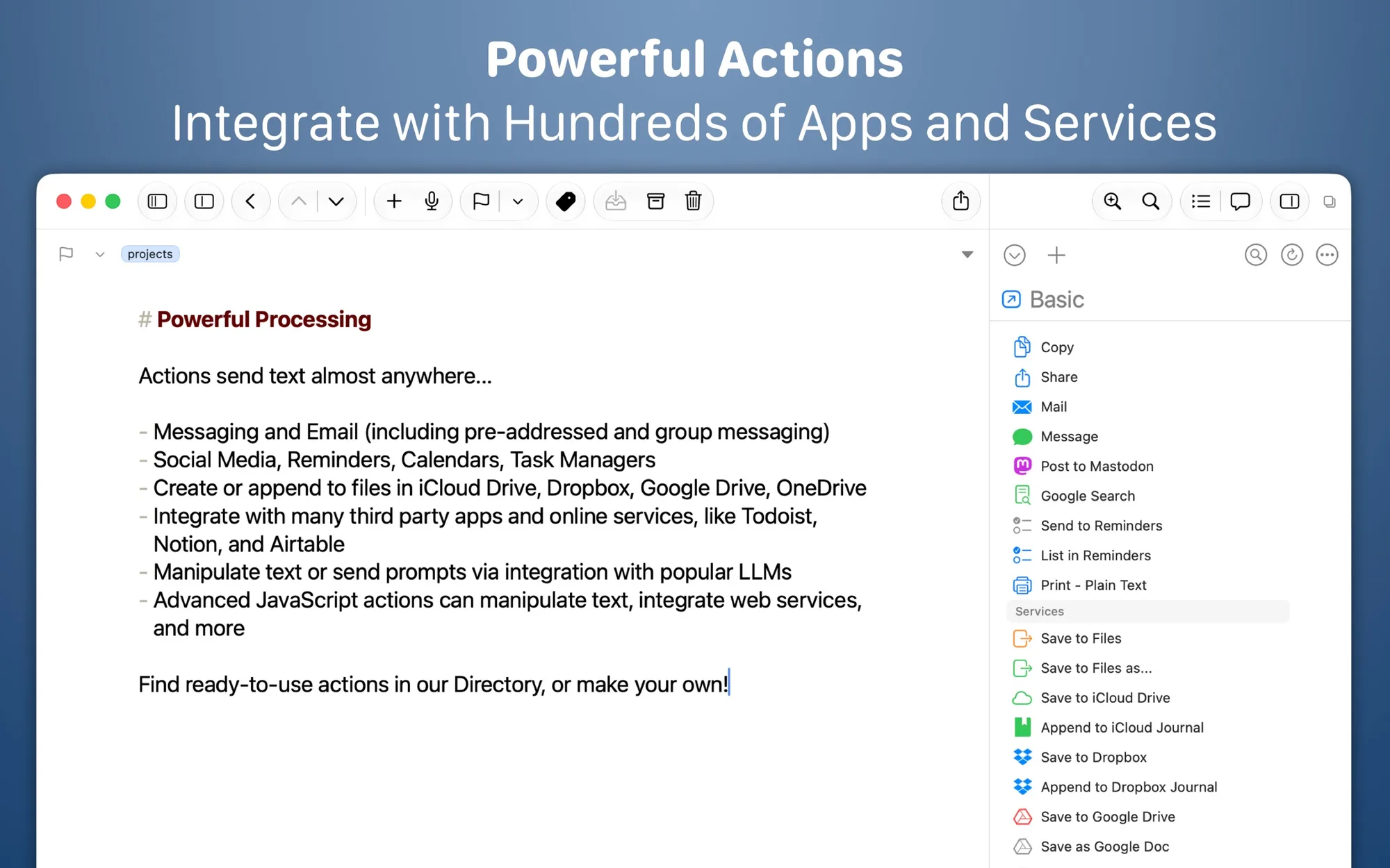 Drafts: Quick-capture notes app that opens to a blank page and sends text to other apps with actions (4 of 7)