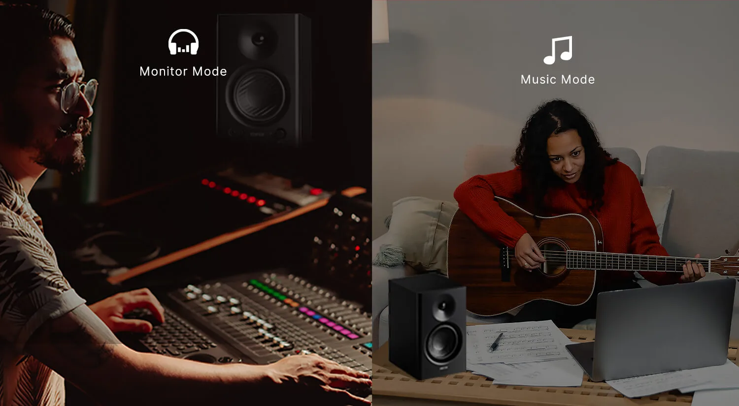 Edifier MR4 Studio Monitors: Powered 4-inch studio monitor pair with balanced TRS, RCA, and AUX inputs and a front headphone jack (4 of 6)
