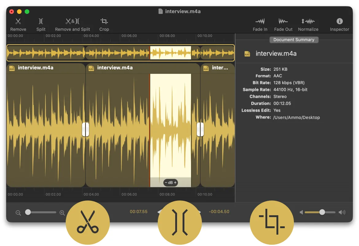 Fission: Lossless audio editor for trimming, joining, splitting and converting files