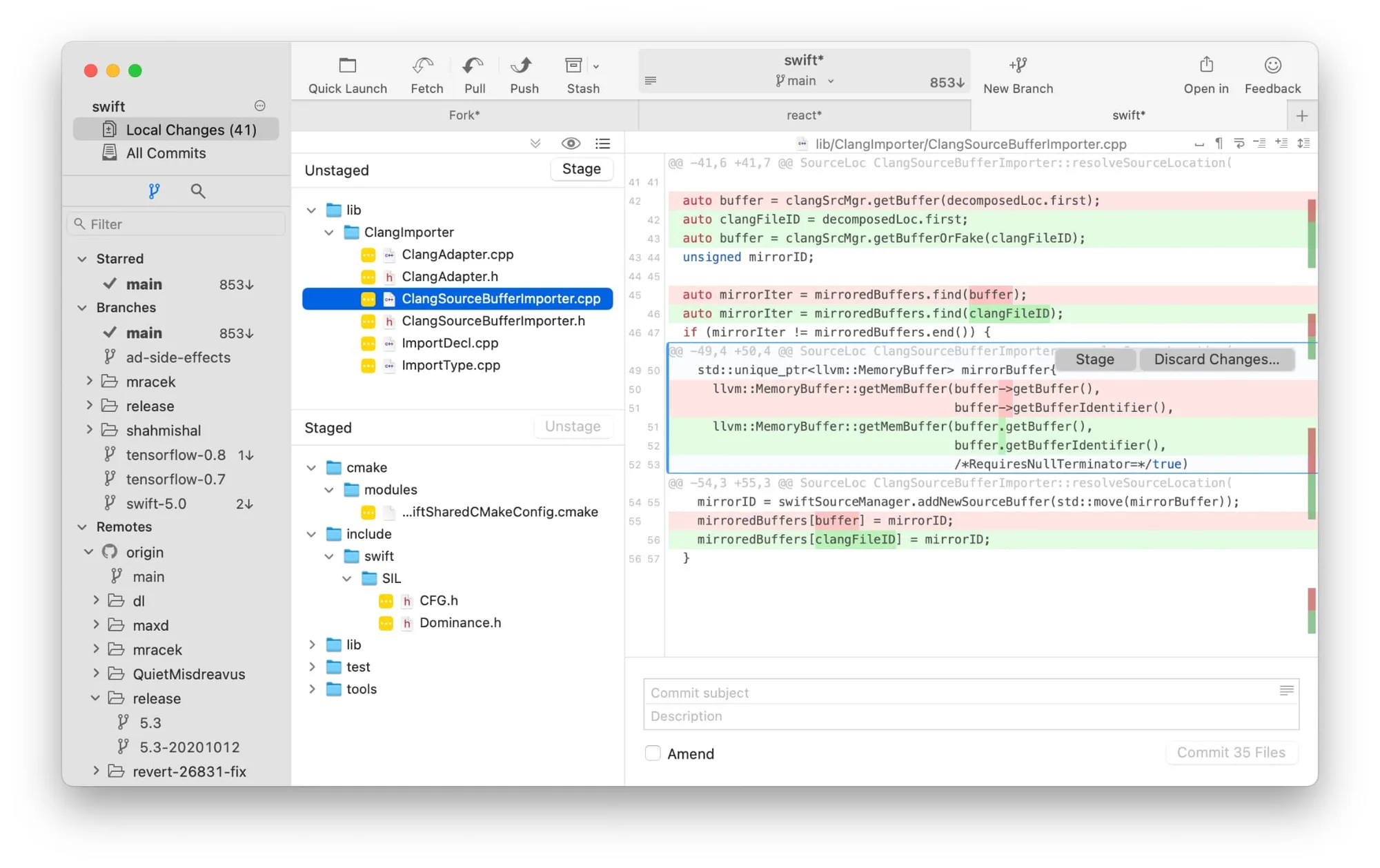 Fork: Git client for Mac with visual interactive rebase, a merge conflict resolver, image diffs and blame (5 of 7)