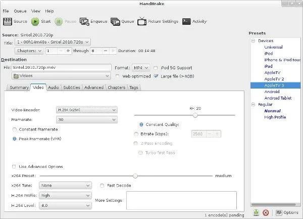 HandBrake: Free open-source video transcoder that converts nearly any video into modern, widely supported formats (2 of 3)