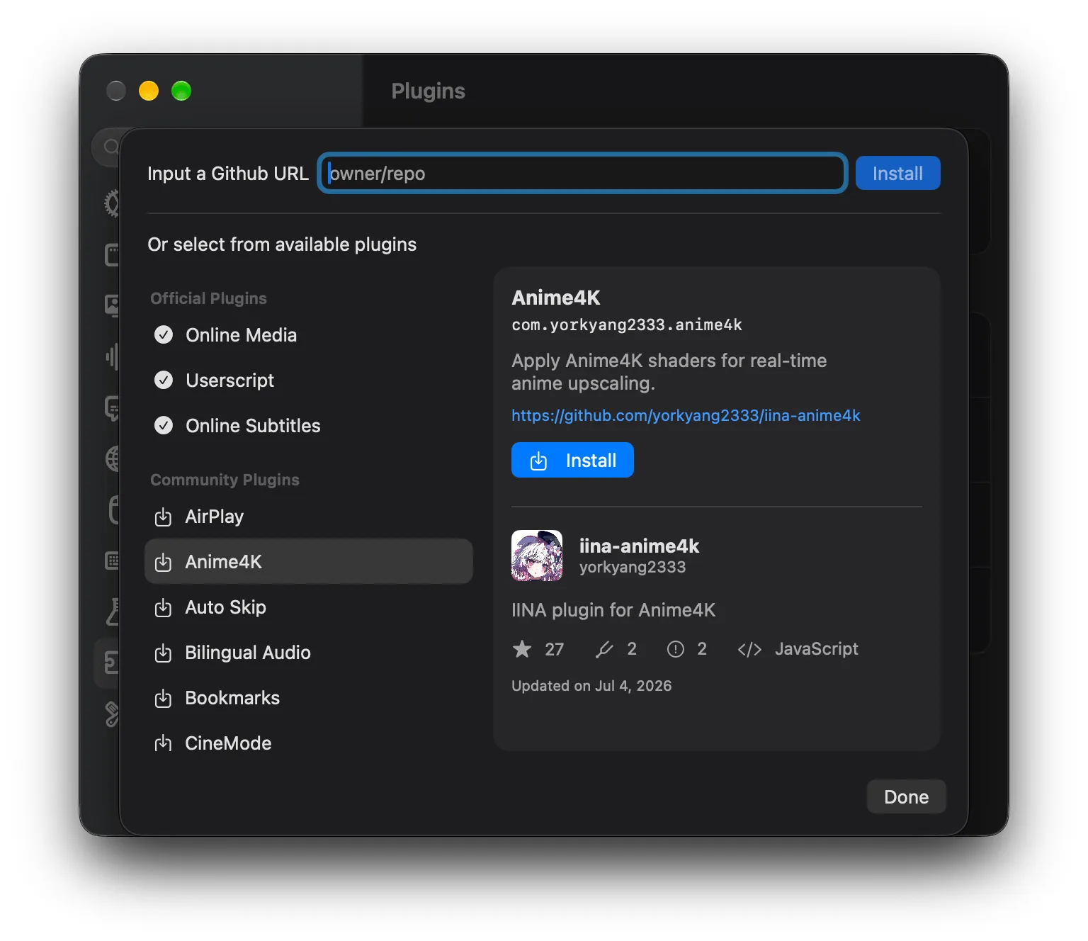 IINA: Open-source video player built on mpv, with trackpad gestures, Picture in Picture and plugins