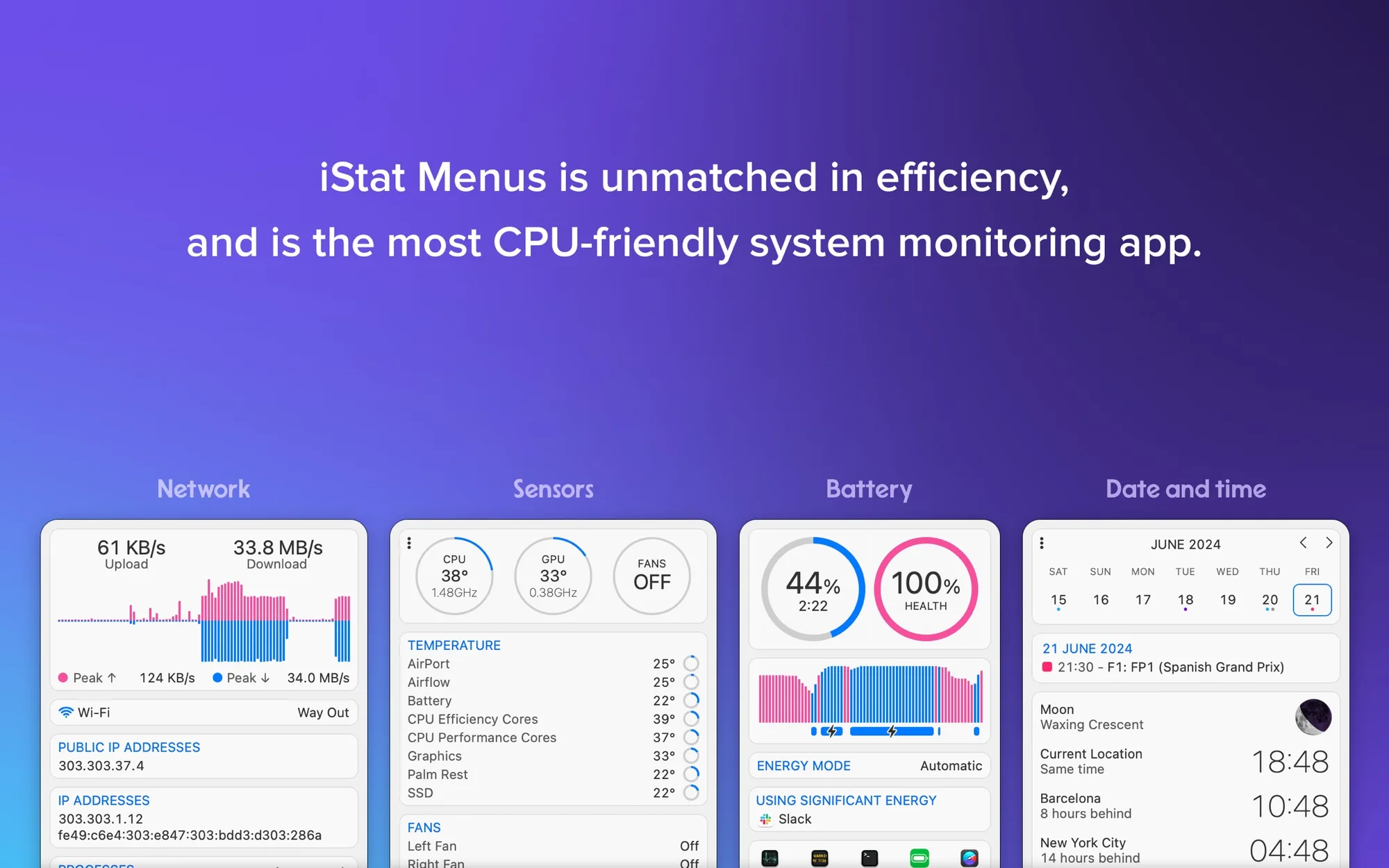 iStat Menus: Menu bar system monitor for CPU, GPU, memory, disks, network, sensors, battery and weather (3 of 4)