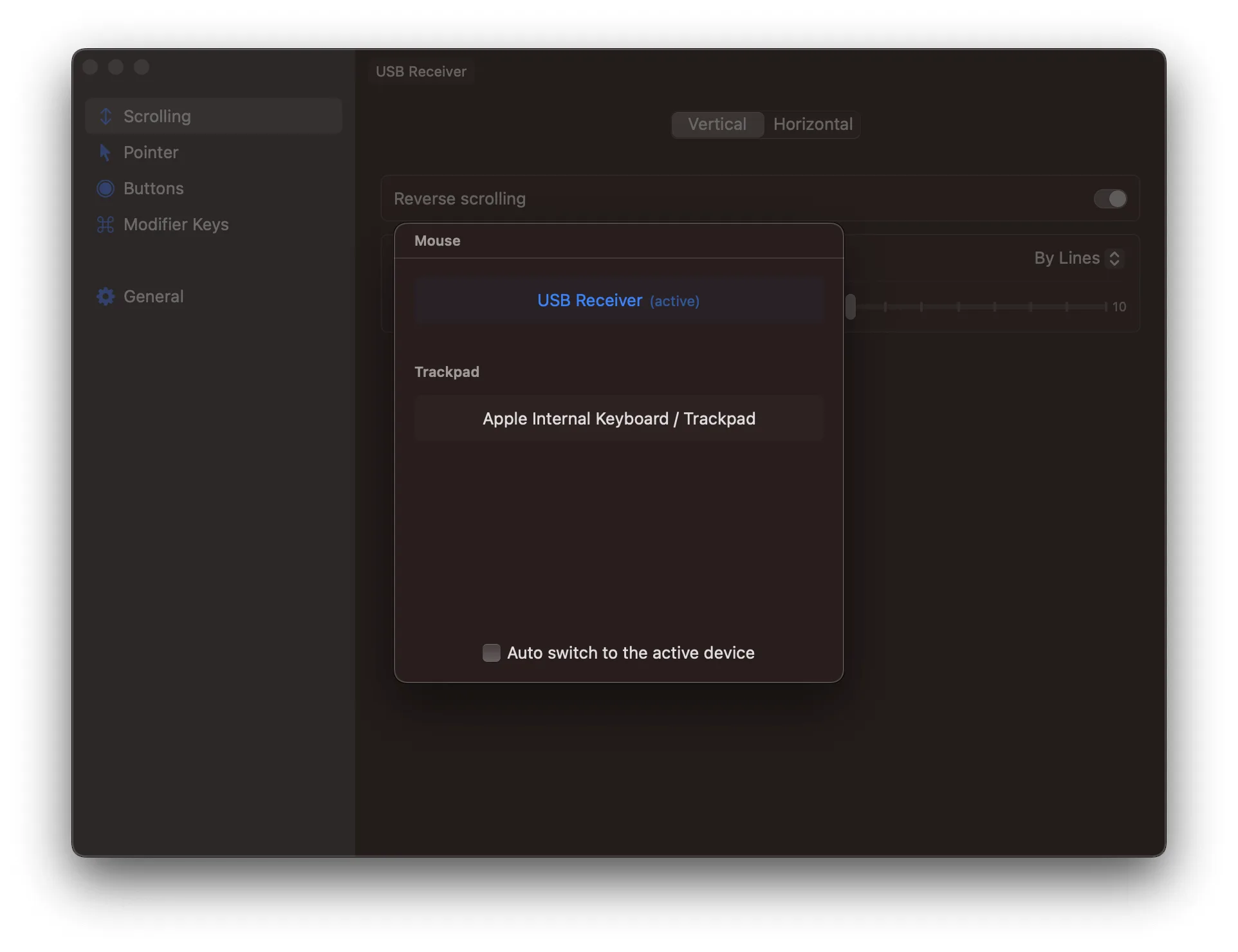LinearMouse: Mouse and trackpad utility for per-device scrolling direction, acceleration and button remapping (2 of 5)