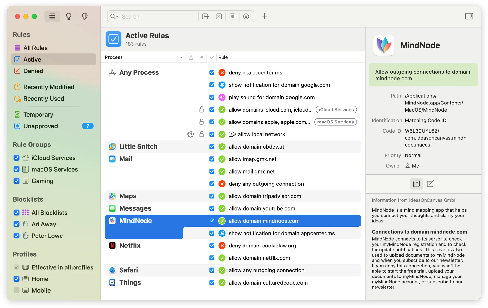 Little Snitch: Network monitor and application firewall that alerts you when an app connects and lets you allow or deny it (2 of 5)
