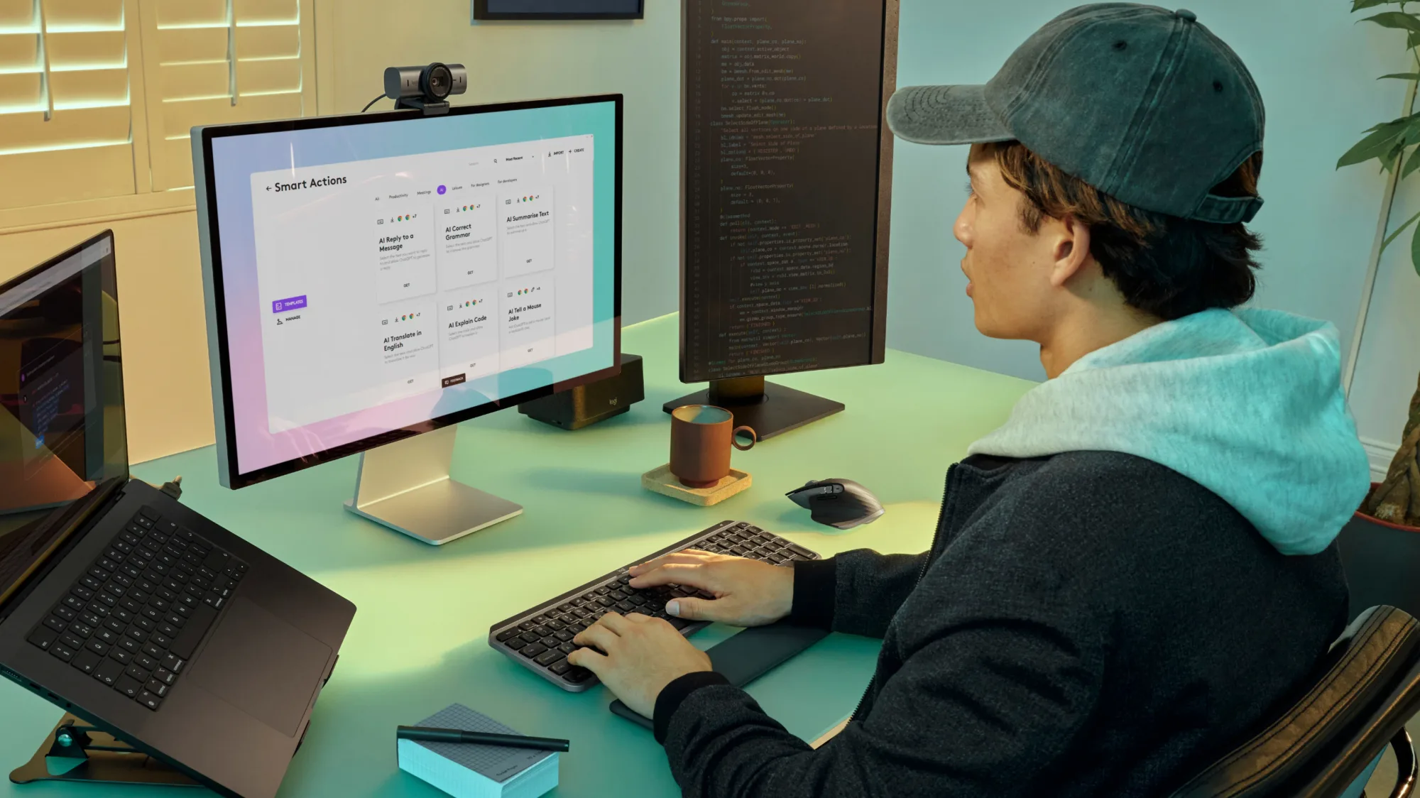 Logitech MX Keys S for Mac: Wireless backlit keyboard with a Mac key layout, Smart Actions, and switching between 3 Apple devices (8 of 8)