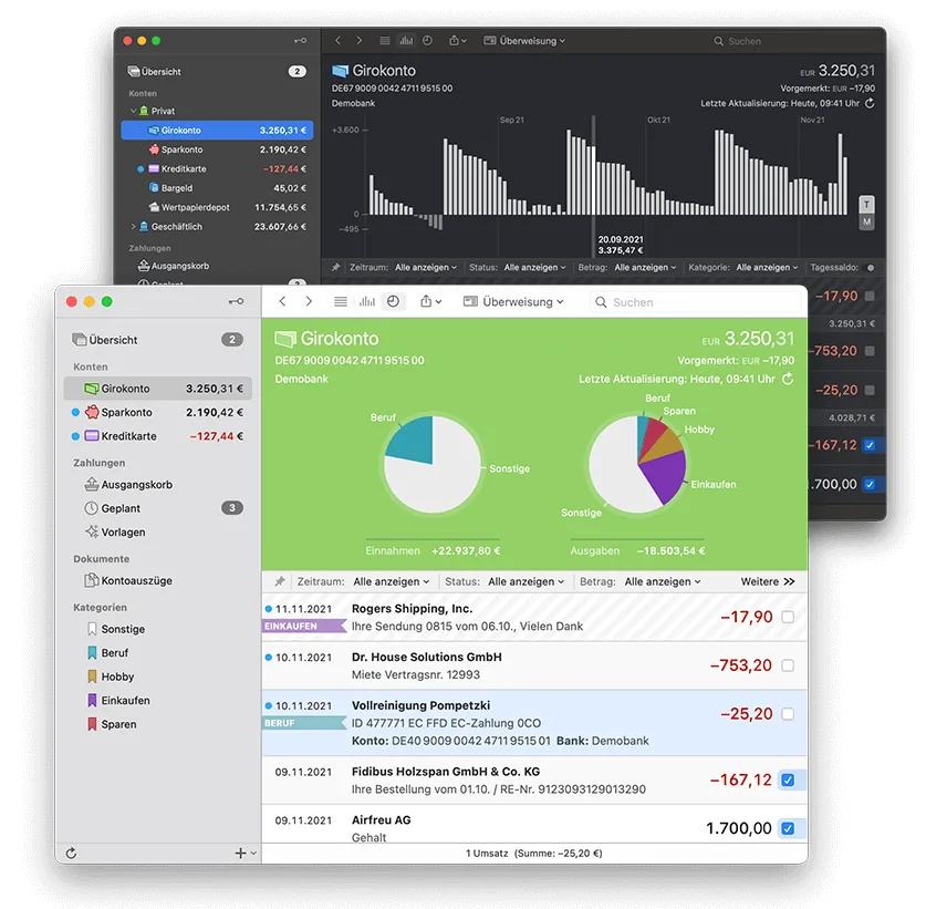 MoneyMoney: German online banking app for Mac with FinTS/HBCI transfers, categories and budgets (8 of 8)