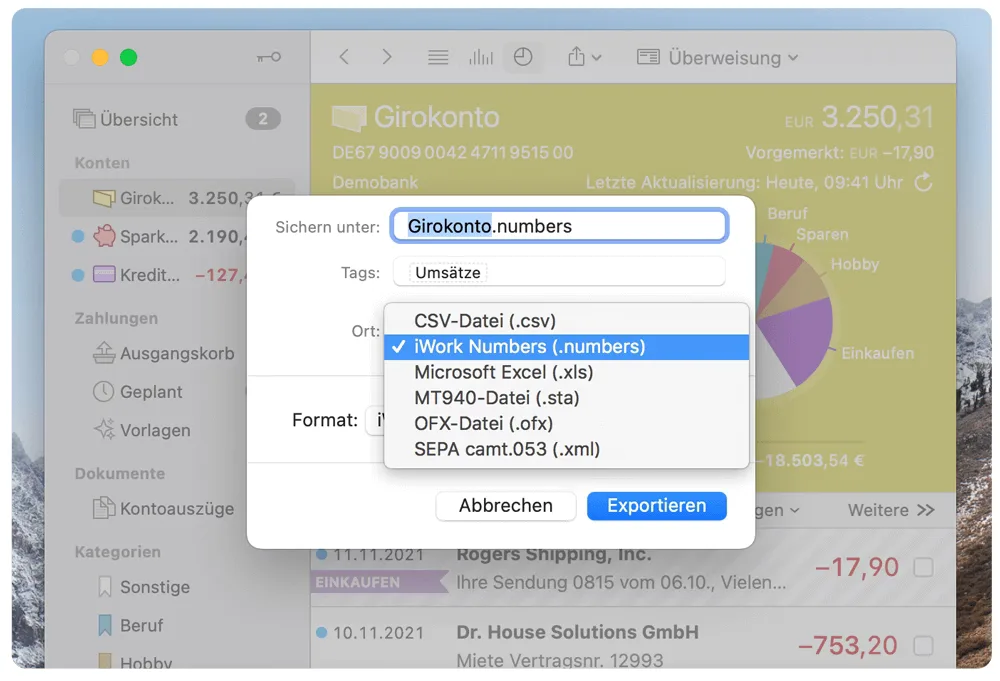 MoneyMoney: German online banking app for Mac with FinTS/HBCI transfers, categories and budgets (4 of 8)