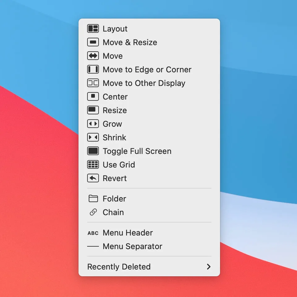 Moom: Window manager for moving, resizing and saving layouts with a pop-up palette, snaps and shortcuts