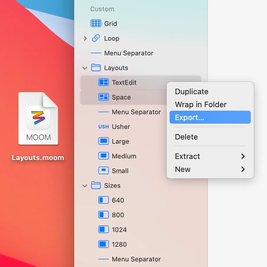 Moom: Window manager for moving, resizing and saving layouts with a pop-up palette, snaps and shortcuts (2 of 5)