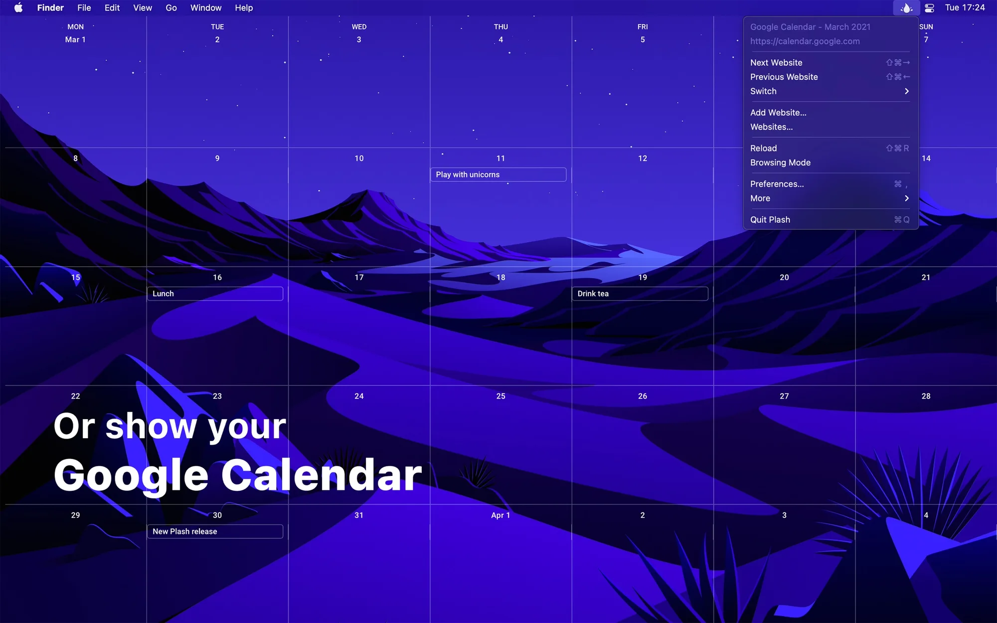 Plash: Sets any website as your desktop wallpaper, from a calendar or dashboard to an animated GIF (3 of 5)