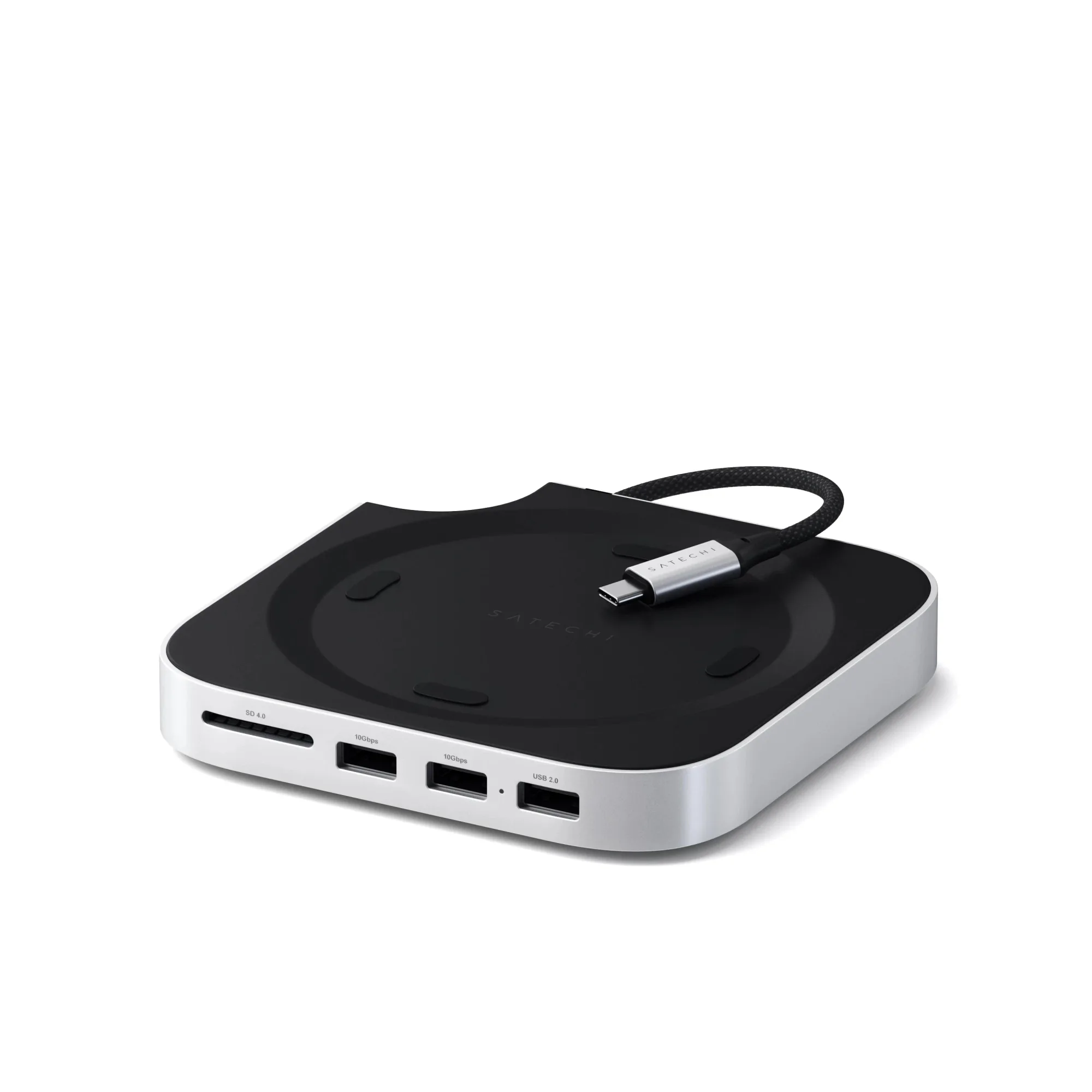 Satechi Mac mini M4 Stand & Hub: Aluminum Mac mini stand and hub with front ports and a built-in NVMe SSD enclosure (6 of 8)