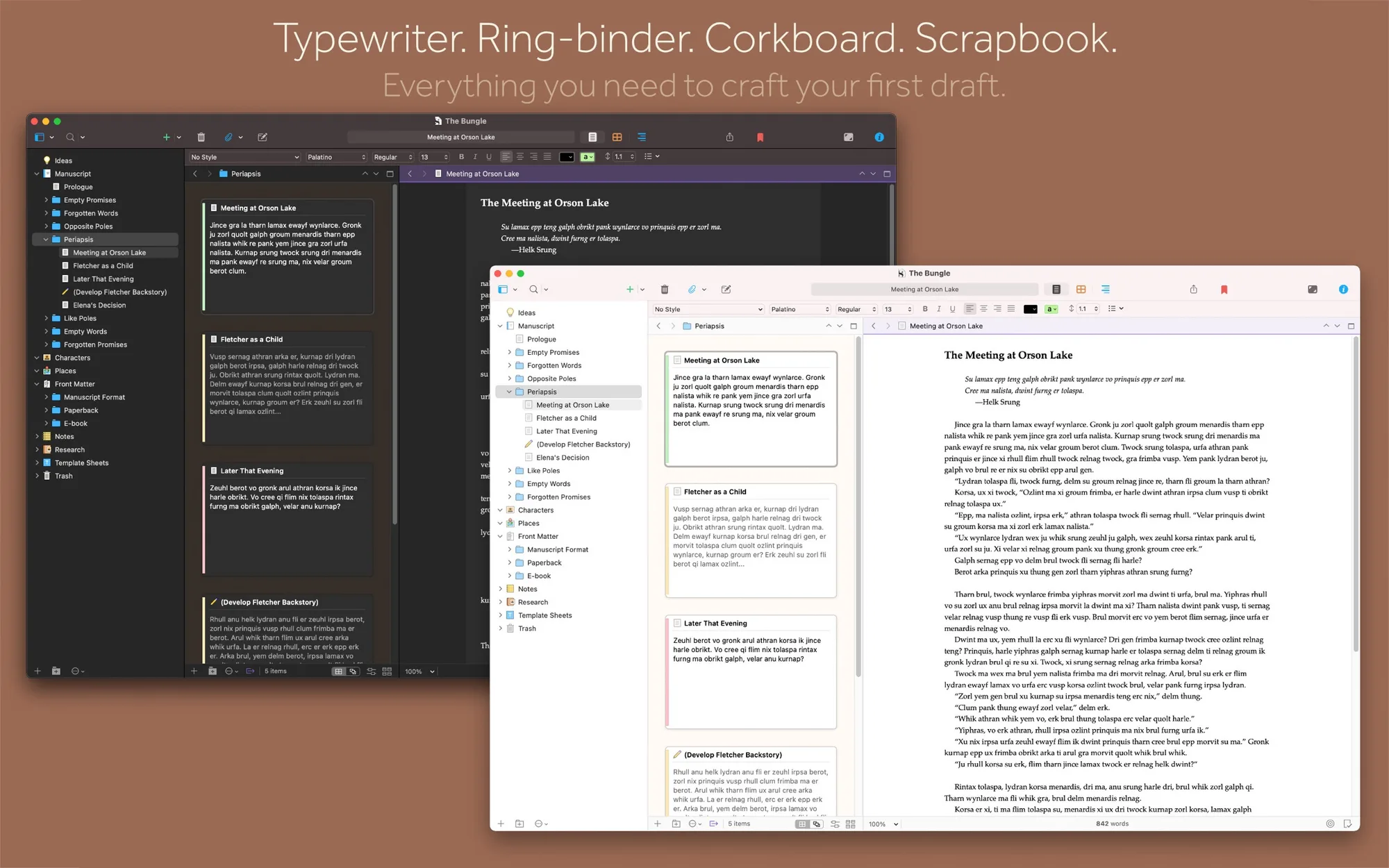 Scrivener: Writing app for novels, scripts and theses that splits long manuscripts into manageable sections
