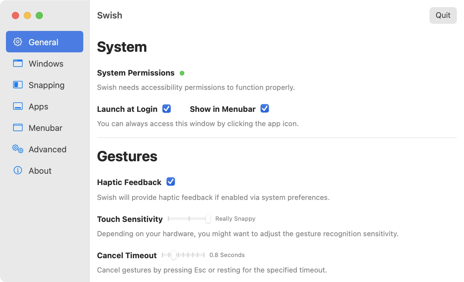 Swish: Trackpad gestures for snapping, closing, minimizing and moving windows between screens and Spaces (2 of 4)