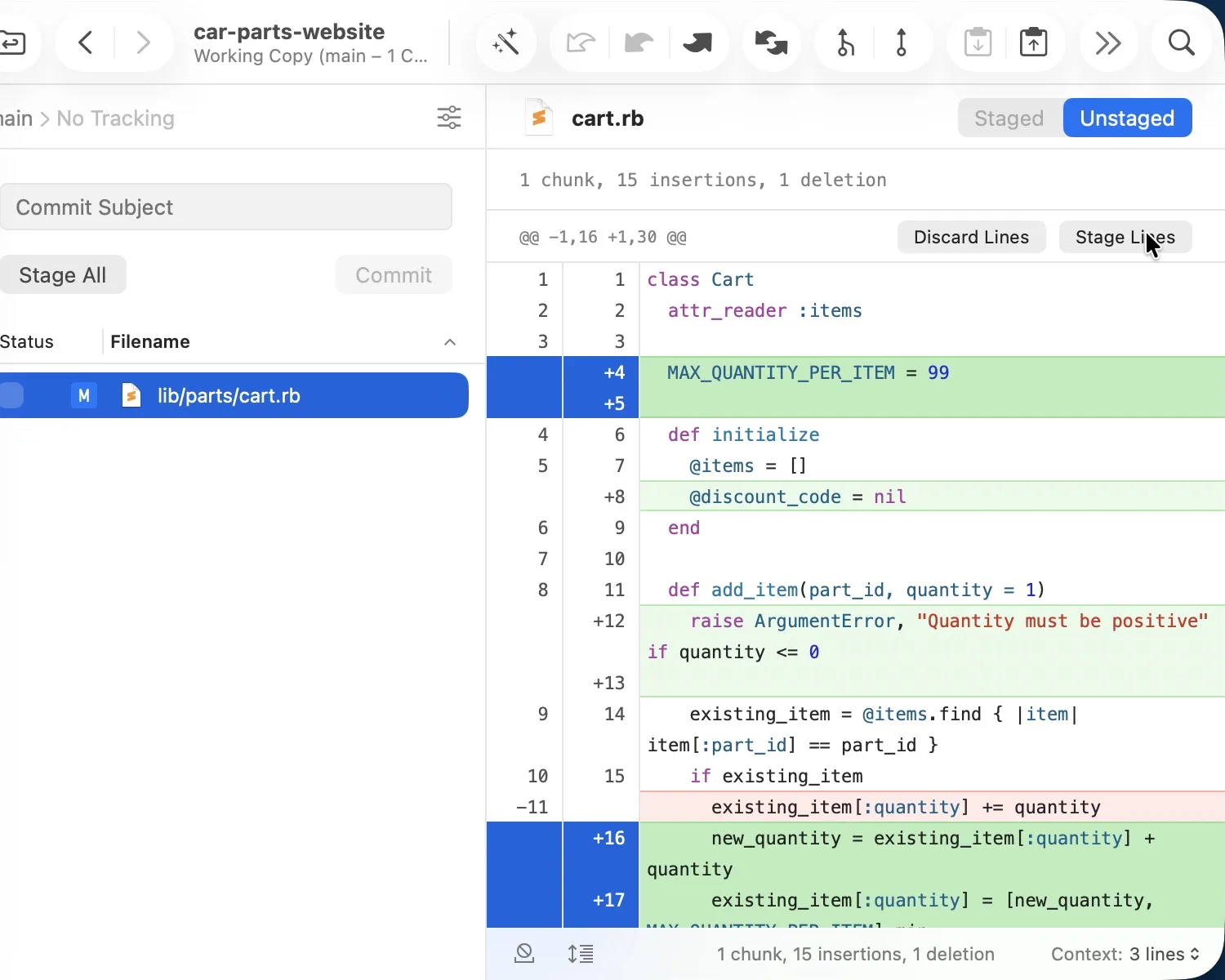 Tower: Git client for Mac with drag and drop, undo, interactive rebase, stacked branches and pull requests (5 of 8)