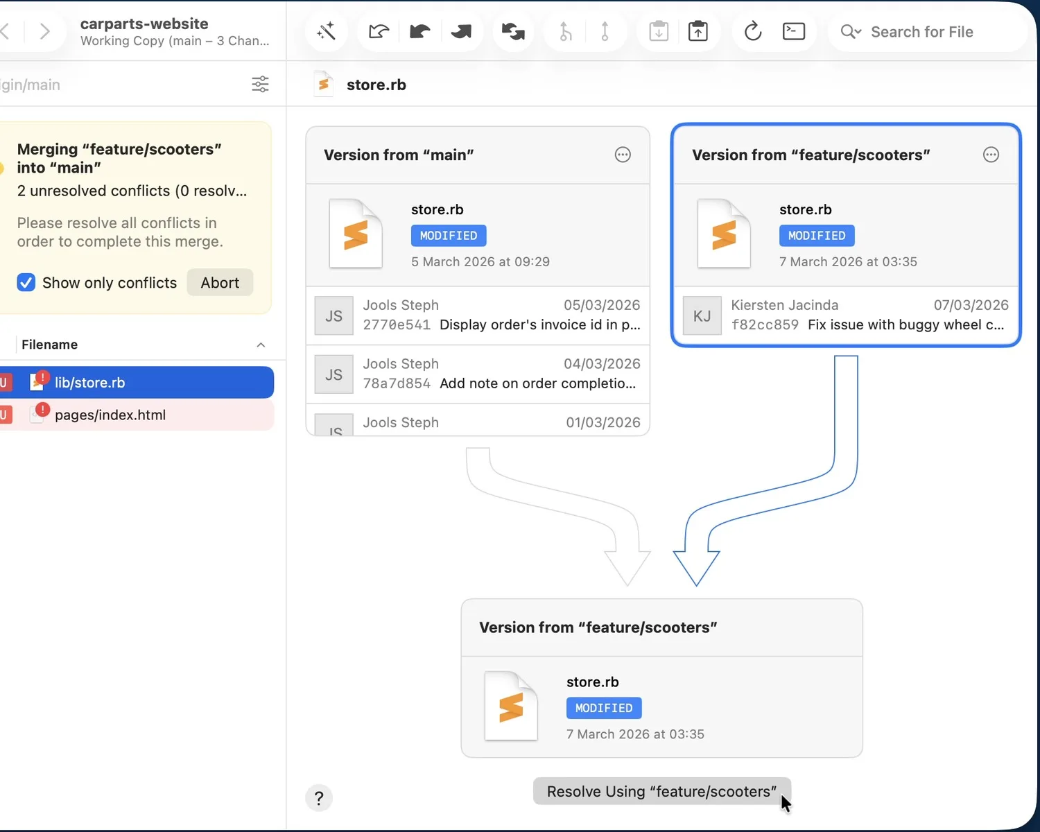 Tower: Git client for Mac with drag and drop, undo, interactive rebase, stacked branches and pull requests (7 of 8)
