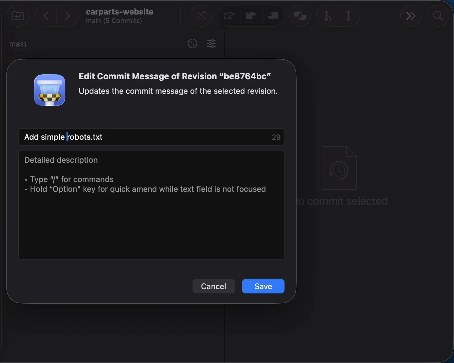 Tower: Git client for Mac with drag and drop, undo, interactive rebase, stacked branches and pull requests (6 of 8)