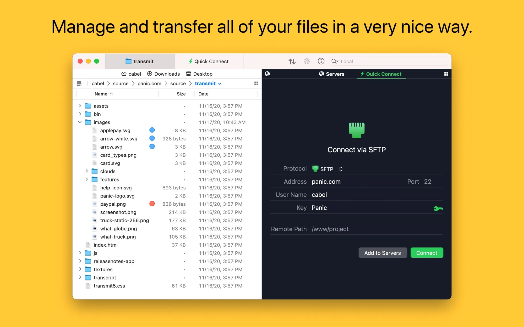 Transmit: File transfer app for FTP, SFTP, WebDAV, S3 and cloud services, with sync
