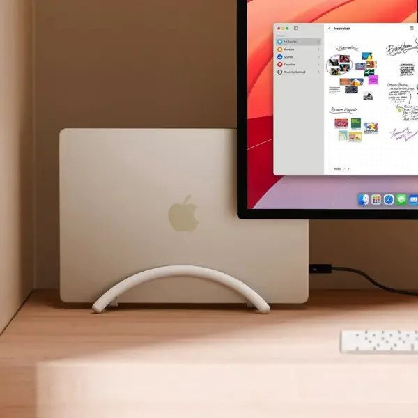 Twelve South BookArc Flex: Aluminum vertical stand that holds a closed MacBook upright when you work from an external monitor (2 of 6)