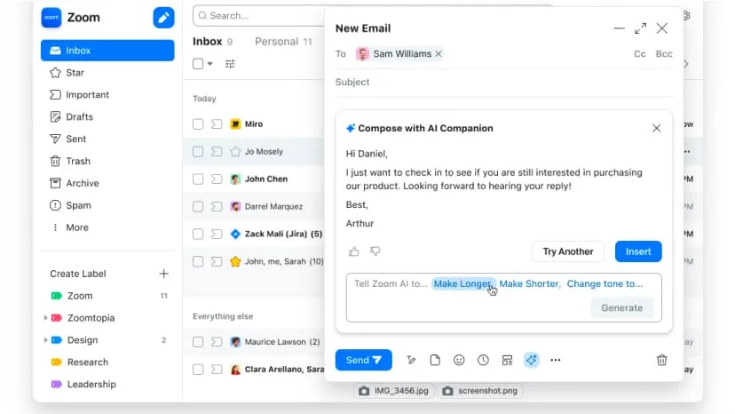 Zoom Workplace: Video meetings, team chat, whiteboards and phone in one app, with an AI Companion for summaries (6 of 8)